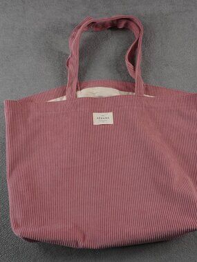 SEZANE Pink Paris Corduroy Finish Large Tote Bag